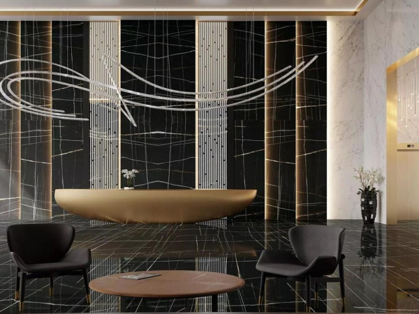 Керамогранит Marble SL Сахара Блэк лаппатированный (SG072902R) 119.5x320x11 от Kerama Marazzi (Россия)