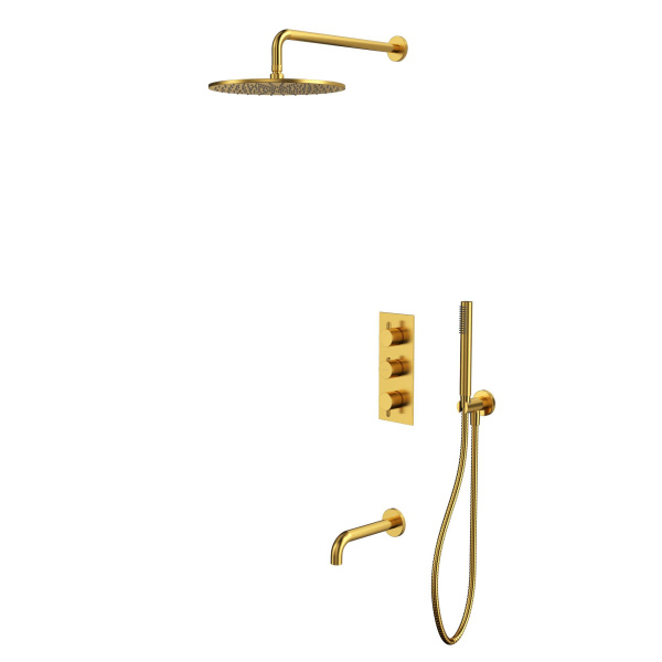 Термостатическая система для ванны скрытого монтажа WHITECROSS Y YSET11GLB (брашированное золото)