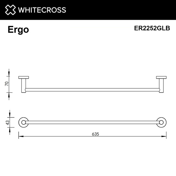 Полотенцедержатель 600 мм. WHITECROSS Ergo ER2252GLB (брашированное золото)