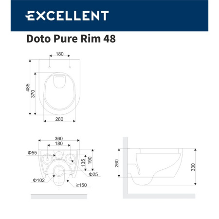 Унитаз подвесной EXCELLENT Doto Pure Rim 48