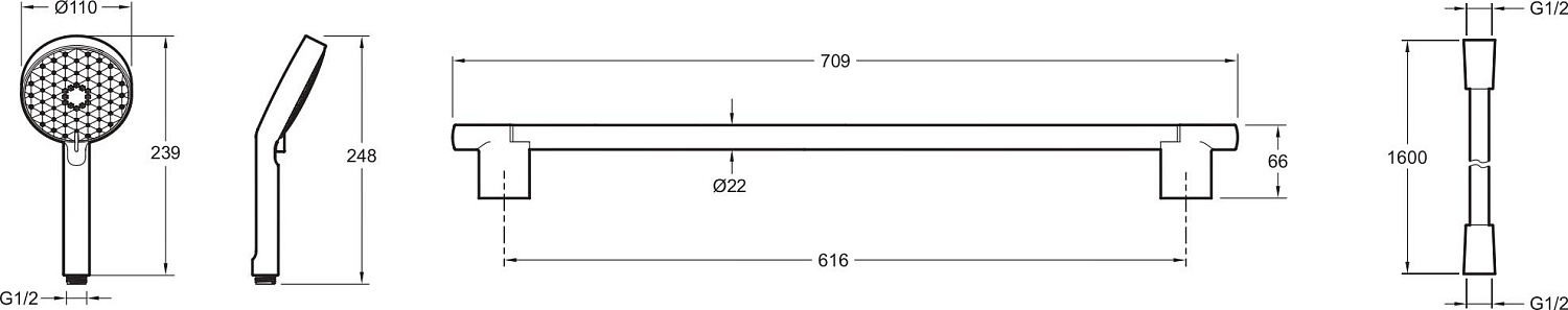 E99898-BL AWAKEN душевой гарнитур матовый черный