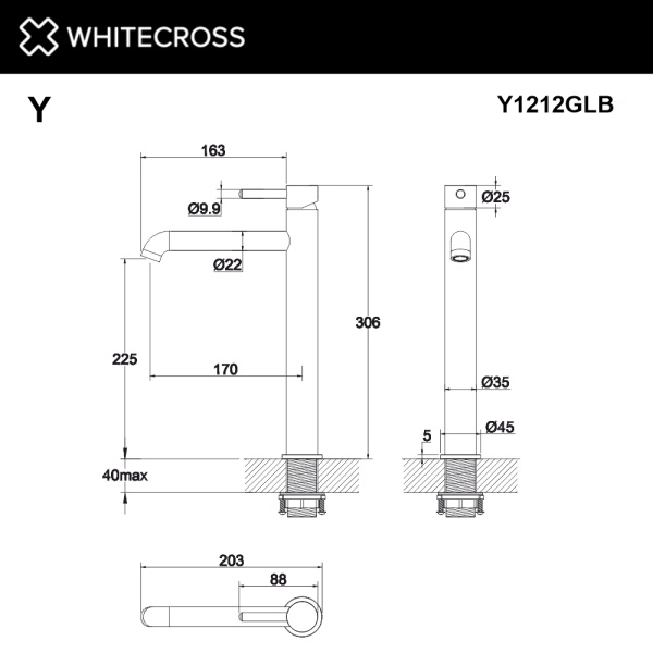 Смеситель для умывальника WHITECROSS Y Y1212GLB (брашированное золото)