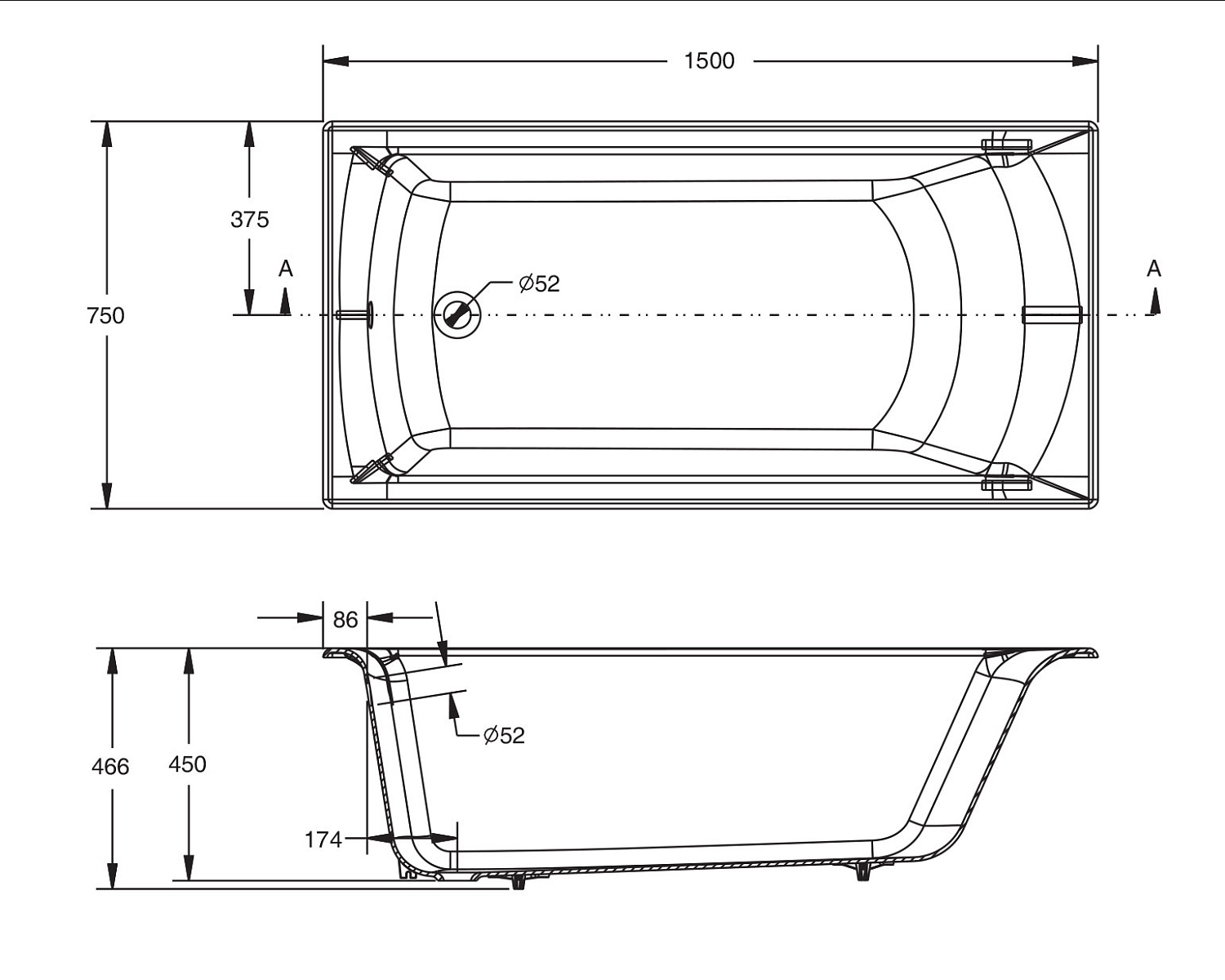 E6D903-0 Biove ванна 150x75, белая