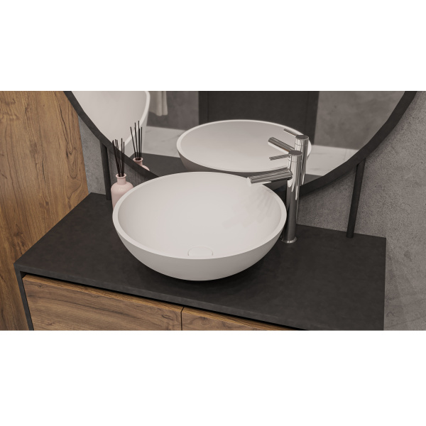 Умывальник WHITECROSS Cornelian D=43 (белый мат) иск. камень