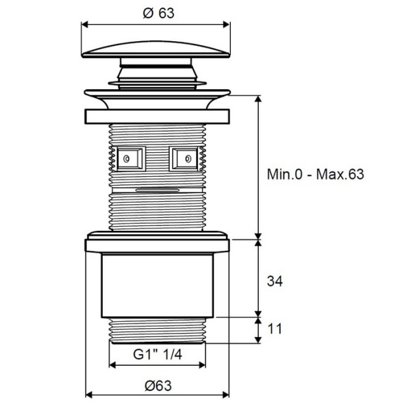 Донный клапан EXCELLENT для умывальника, клик-клак (хром)