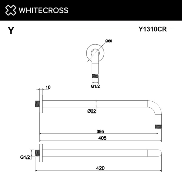 Кронштейн душевой настенный WHITECROSS Y1310CR (хром)