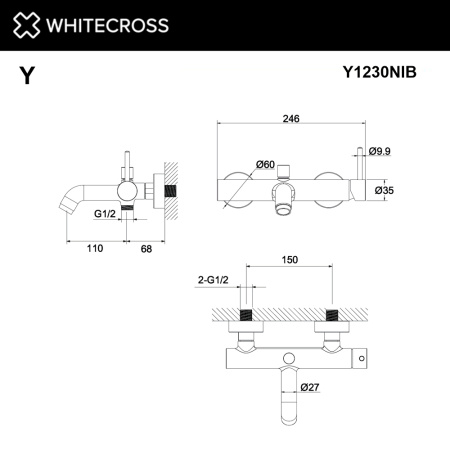Смеситель для ванны WHITECROSS Y Y1230NIB (брашированный никель)