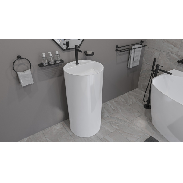 Умывальник WHITECROSS Pantheon D=43 (белый глянец) иск. камень