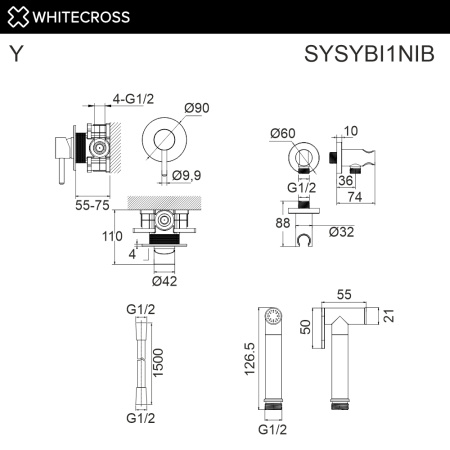 Система для биде скрытого монтажа WHITECROSS Y SYSYBI1NIB (брашированный никель)