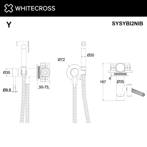 Система для биде скрытого монтажа WHITECROSS Y SYSYBI2NIB (брашированный никель)