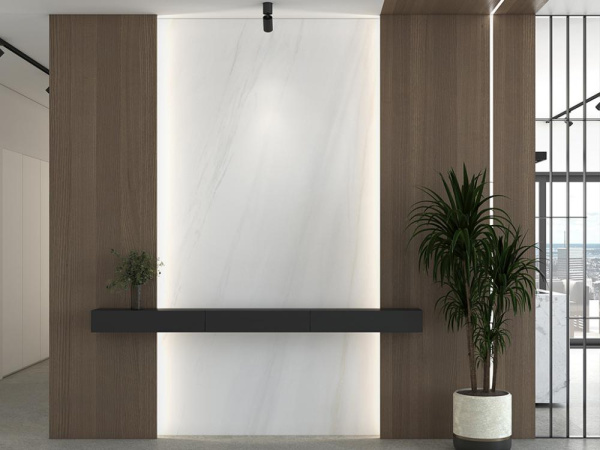 Керамогранит BOOKMATCH LASA WHITE B POLISHED 160x320x0.6 от Ascale (Испания)