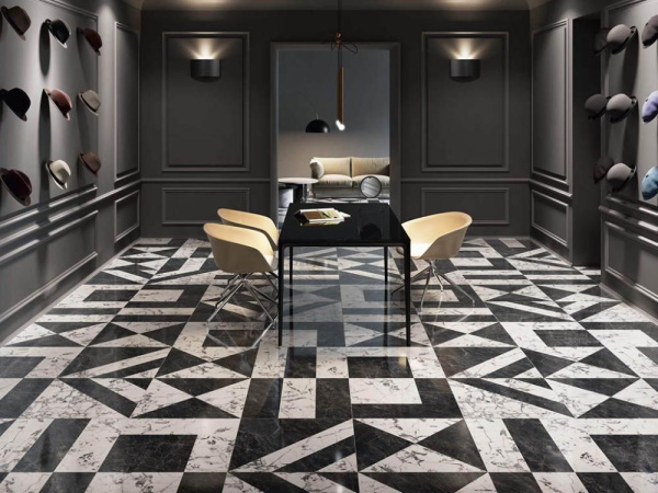 Керамогранит Бьянко Неро SG013302R белый чёрный лаппатированный 119.5x119.5 от Kerama Marazzi (Россия)