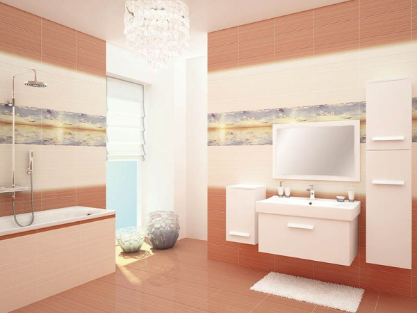 Спецэлемент стеклянный Sunrise (SU7H421) персиковый 4x44 от Cersanit (Россия)