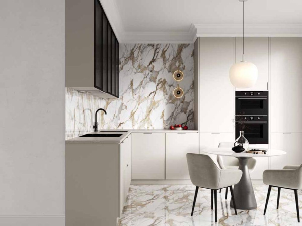 Керамогранит Calacatta Fairy Gold бежевый Полированный 60x120 от Ceradim (Индия)