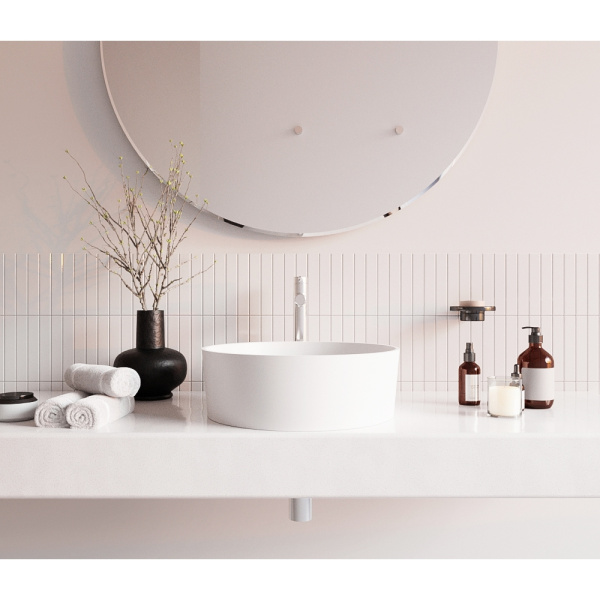 Умывальник WHITECROSS Agate D=40,5 (белый мат) иск. камень