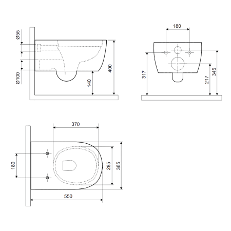 Унитаз подвесной EXCELLENT Doto Pure Rim 54 Spin