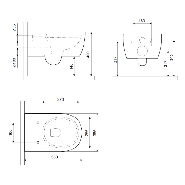 Унитаз подвесной EXCELLENT Doto Pure Rim 54 Spin