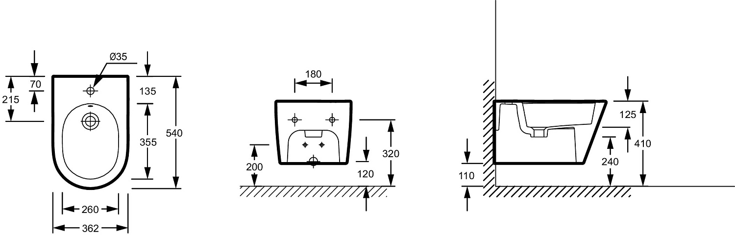 EMK0002-00 Bastille WH подвесное биде