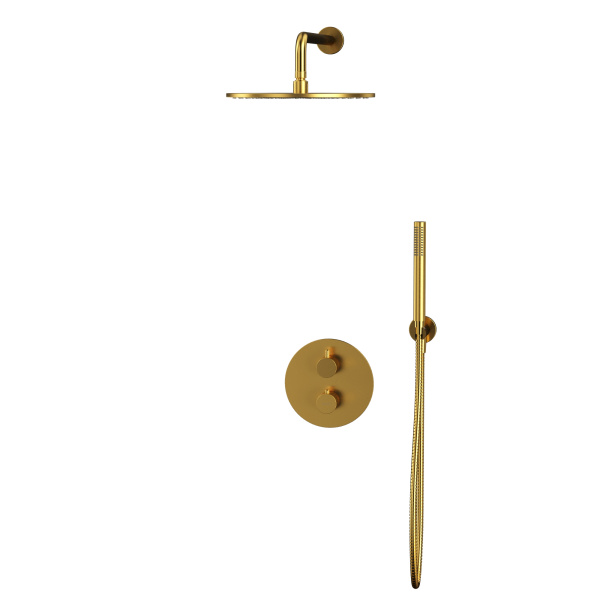 Термостатическая душевая система скрытого монтажа WHITECROSS Y YSET08GLB (брашированное золото)
