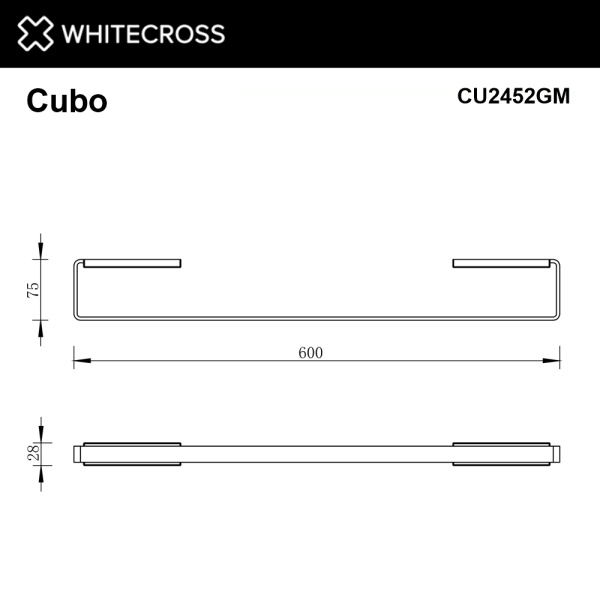 Полотенцедержатель 600 мм. WHITECROSS Cubo CU2452GM (оружейная сталь)