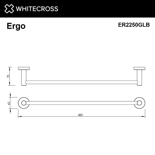 Полотенцедержатель 450 мм. WHITECROSS Ergo ER2250GLB (брашированное золото)