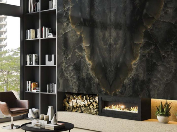 Керамогранит BOOKMATCH ONICE BLACK B POLISHED 160x320x0.6 от Ascale (Испания)