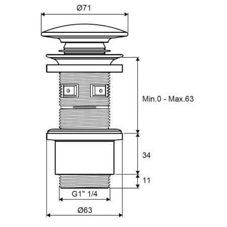 Донный клапан EXCELLENT для умывальника, клик-клак (белый глянец)