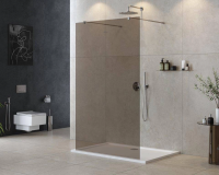 Душевая перегородка Cezares Liberta 120 см. профиль хром, стекло коричневое