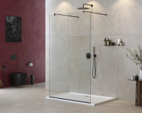 Душевая перегородка Cezares Liberta 110 см. профиль черный, стекло прозрачное