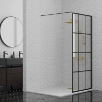 Душевая перегородка Paini 90 см. профиль черный, стекло прозрачное