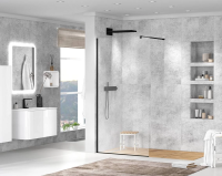 Душевая перегородка Cezares Liberta 70 см. профиль черный, стекло прозрачное