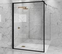 Душевая перегородка Paini 100 см. профиль черный, стекло прозрачное