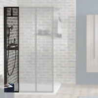 Душевая перегородка Jacob Delafon Nouvelle Vague 30 см. профиль черный, стекло прозрачное