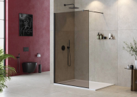 Душевая перегородка Cezares Liberta 110 см. профиль черный, стекло коричневое