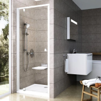 Душевая дверь в нишу Ravak Pivot PDOP1-90 профиль белый, стекло прозрачное