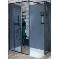 Душевая перегородка Jacob Delafon Nouvelle Vague 40 см. профиль черный, стекло прозрачное