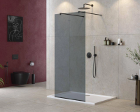Душевая перегородка Cezares Liberta 100 см. профиль черный, стекло серое