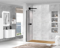 Душевая перегородка Cezares Liberta 25 см. профиль черный, стекло серое