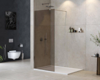 Душевая перегородка Cezares Liberta 90 см. профиль хром, стекло коричневое