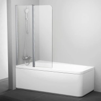 Шторка для ванны Ravak 10° 100 см. профиль хром, стекло прозрачное