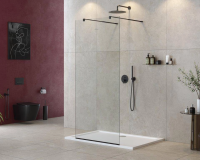 Душевая перегородка Cezares Liberta 100 см. профиль черный, стекло прозрачное