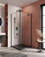 ДУШЕВЫЕ КАБИНЫ И ОГРАЖДЕНИЯ CEZARES LINER-A-1-90-C-NERO-R Душевой уголок