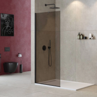 Душевая перегородка Cezares Liberta 100 см. профиль черный, стекло коричневое