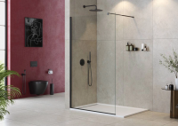 Душевая перегородка Cezares Liberta 105 см. профиль черный, стекло прозрачное