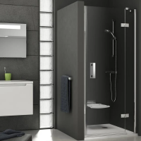 Душевая дверь в нишу левосторонняя с неподвижной стенкой Ravak Smartline SMSD2-100 профиль хром, стекло прозрачное