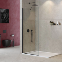 Душевая перегородка Cezares Liberta 90 см. профиль черный, стекло прозрачное