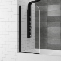 Шторка для ванны RGW Screens 80 см. профиль черный, стекло прозрачное