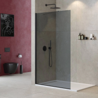 Душевая перегородка Cezares Liberta 120 см. профиль черный, стекло серое