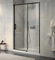 Душевая дверь в нишу Jacob Delafon Contra 140 см. профиль черный, стекло прозрачное