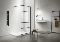 Душевая перегородка Aquatek 100 см. профиль черный, стекло прозрачное